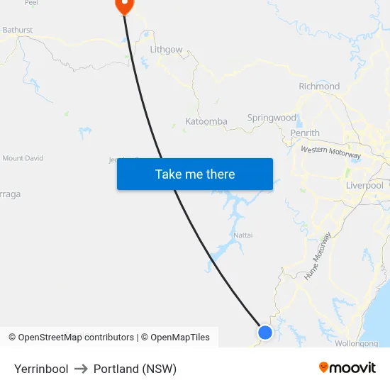 Yerrinbool to Portland (NSW) map