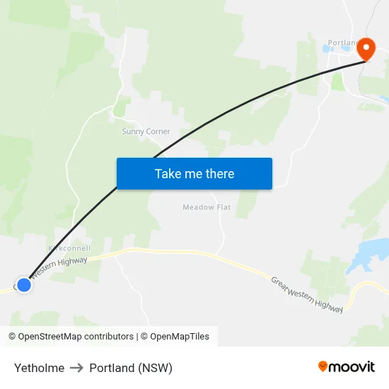Yetholme to Portland (NSW) map