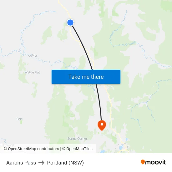 Aarons Pass to Portland (NSW) map