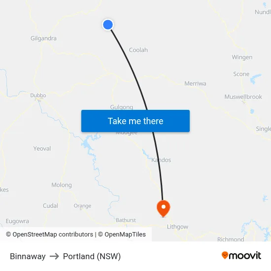 Binnaway to Portland (NSW) map