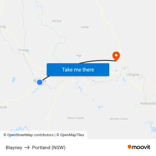 Blayney to Portland (NSW) map
