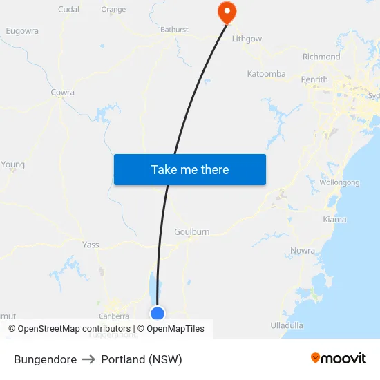Bungendore to Portland (NSW) map