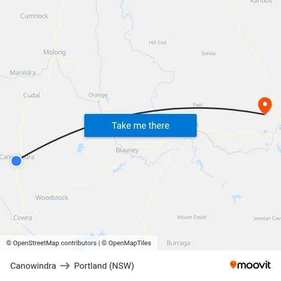 Canowindra to Portland (NSW) map