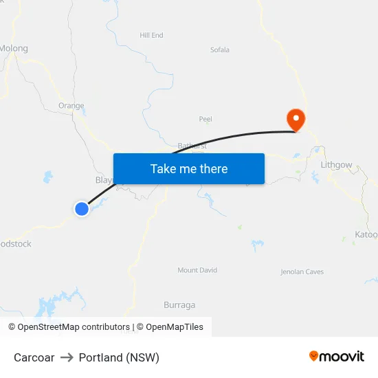 Carcoar to Portland (NSW) map