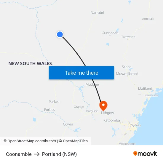 Coonamble to Portland (NSW) map