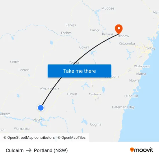 Culcairn to Portland (NSW) map