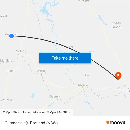 Cumnock to Portland (NSW) map