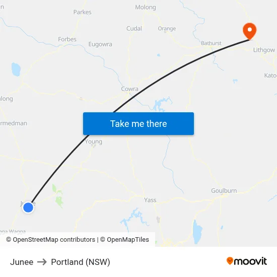 Junee to Portland (NSW) map