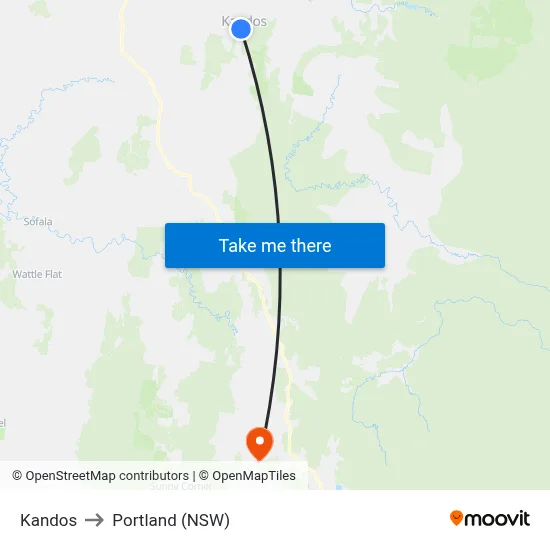 Kandos to Portland (NSW) map