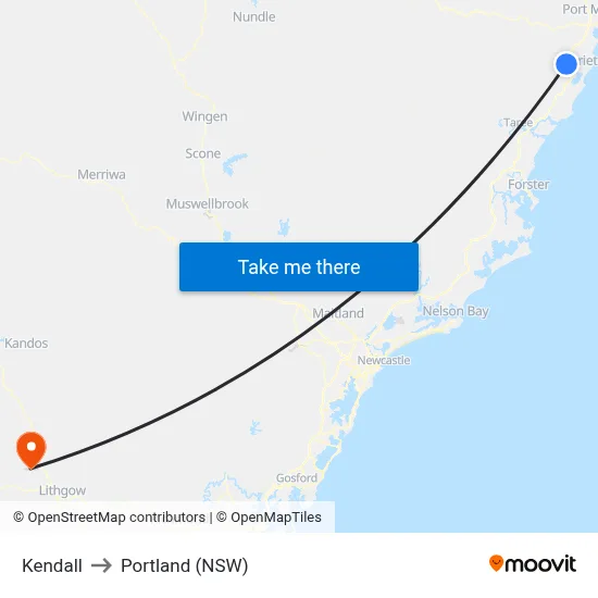 Kendall to Portland (NSW) map