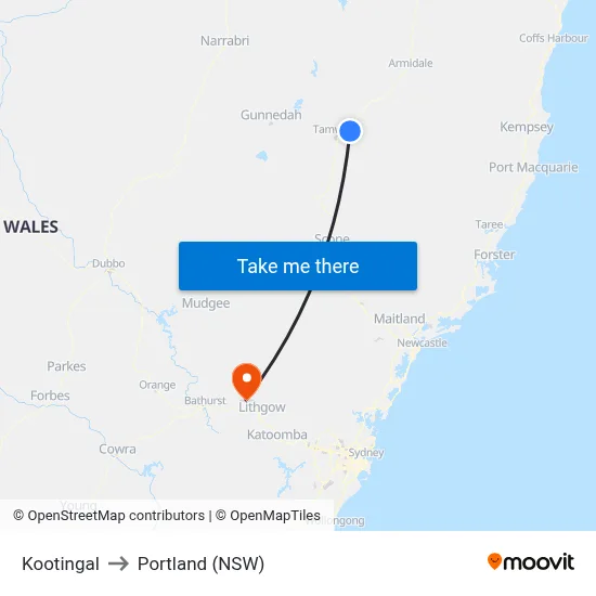 Kootingal to Portland (NSW) map