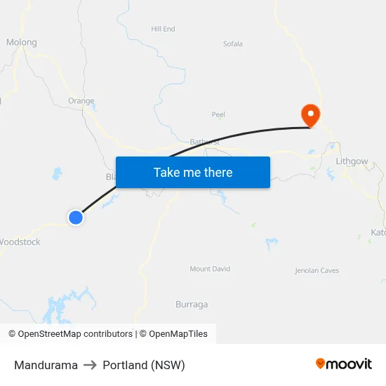 Mandurama to Portland (NSW) map