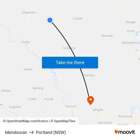 Mendooran to Portland (NSW) map