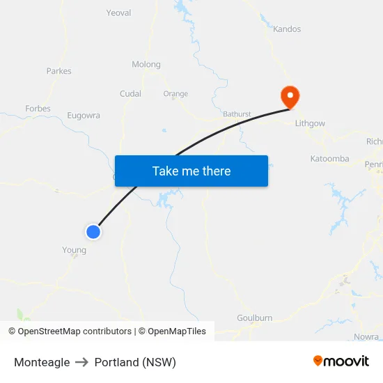 Monteagle to Portland (NSW) map