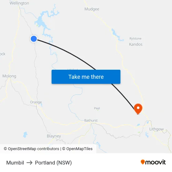 Mumbil to Portland (NSW) map