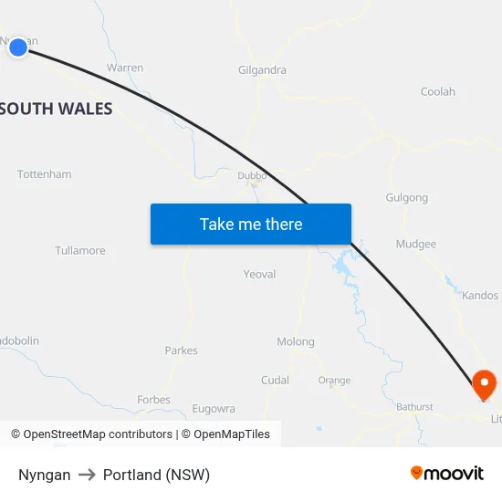 Nyngan to Portland (NSW) map