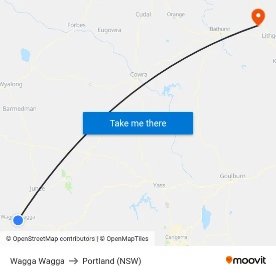 Wagga Wagga to Portland (NSW) map