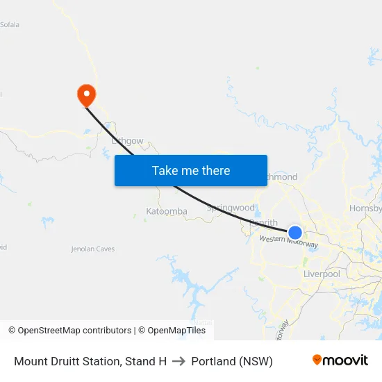 Mount Druitt Station, Stand H to Portland (NSW) map