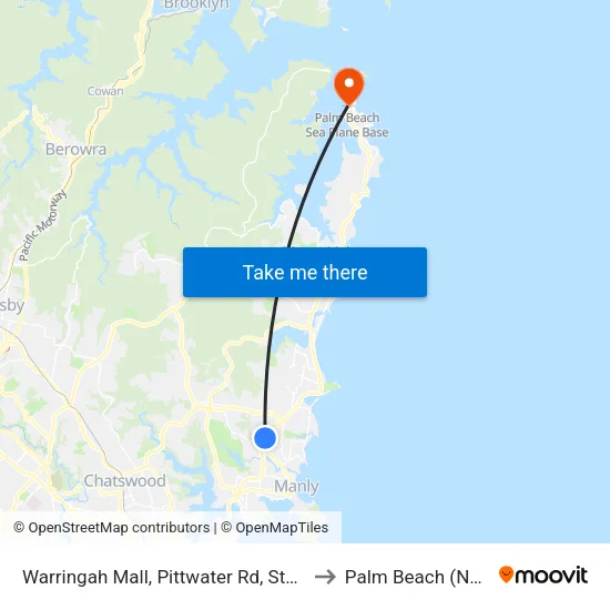 Warringah Mall, Pittwater Rd, Stand B to Palm Beach (NSW) map