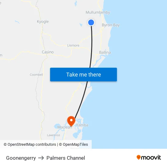 Goonengerry to Palmers Channel map