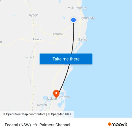 Federal (NSW) to Palmers Channel map