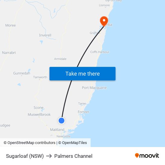 Sugarloaf (NSW) to Palmers Channel map