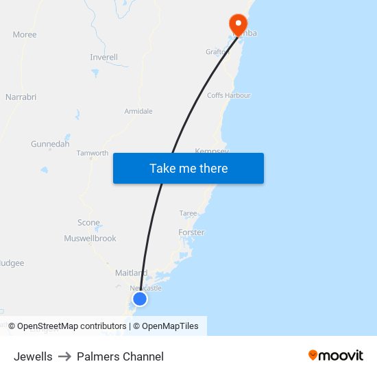 Jewells to Palmers Channel map