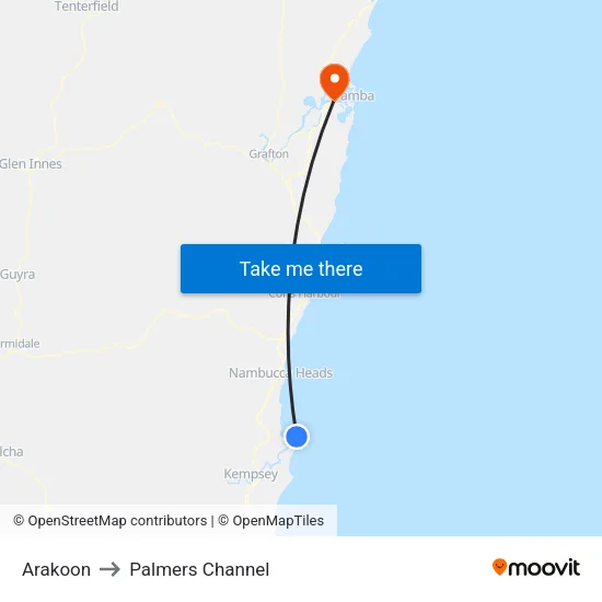 Arakoon to Palmers Channel map