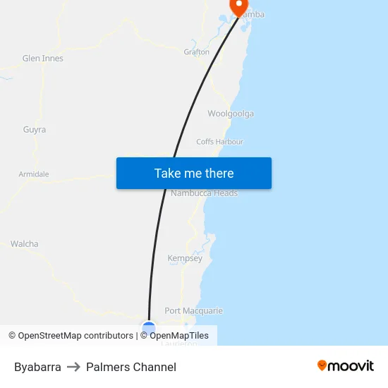 Byabarra to Palmers Channel map