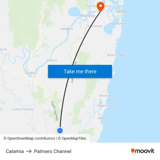 Calamia to Palmers Channel map