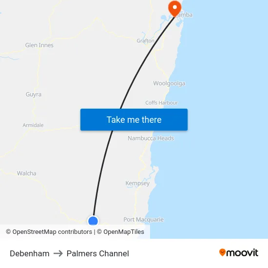 Debenham to Palmers Channel map