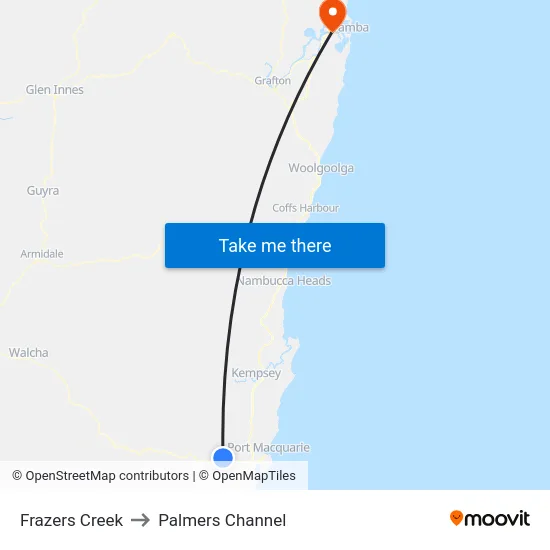 Frazers Creek to Palmers Channel map