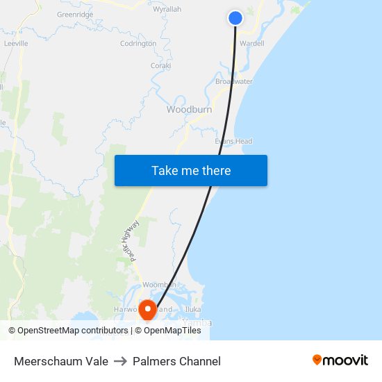 Meerschaum Vale to Palmers Channel map