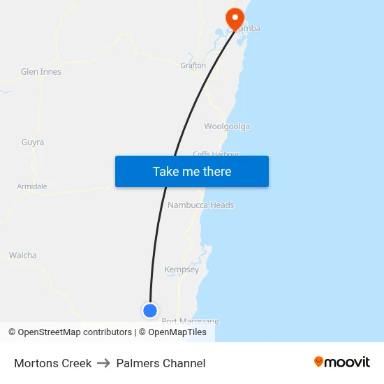 Mortons Creek to Palmers Channel map