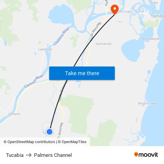 Tucabia to Palmers Channel map