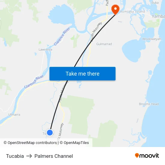 Tucabia to Palmers Channel map