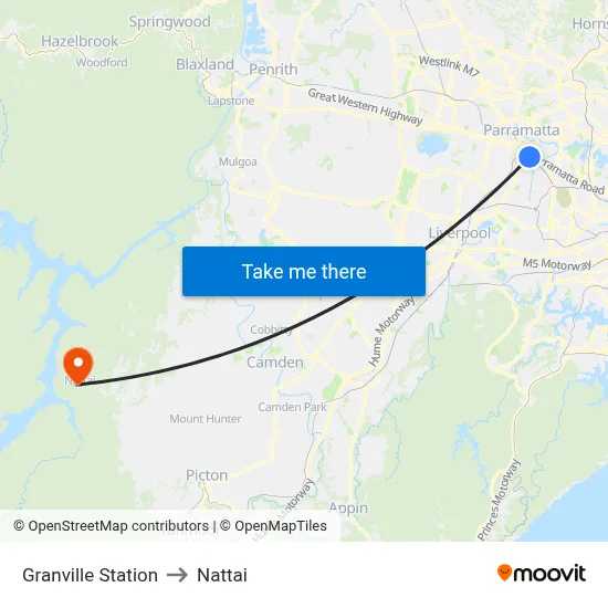 Granville Station to Nattai map