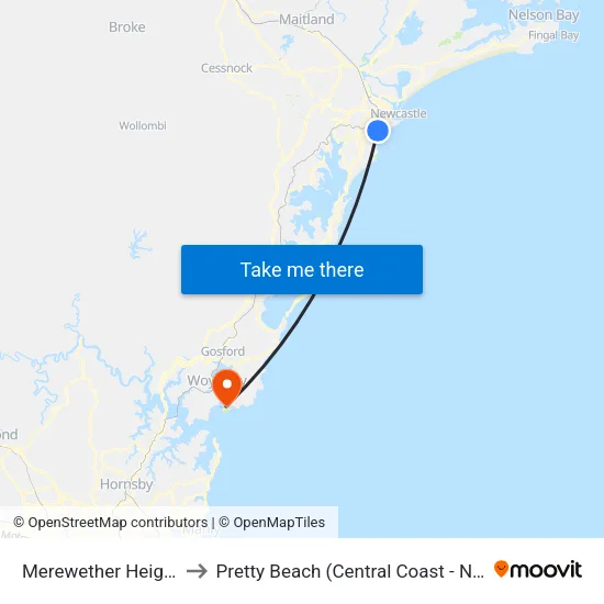 Merewether Heights to Pretty Beach (Central Coast - NSW) map