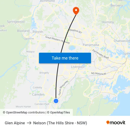 Glen Alpine to Nelson (The Hills Shire - NSW) map