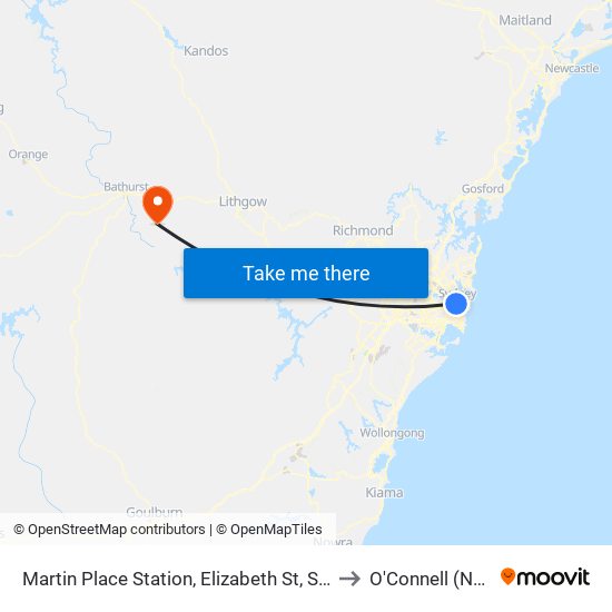 Martin Place Station, Elizabeth St, Stand E to O'Connell (NSW) map