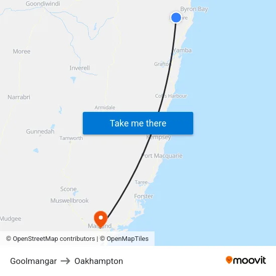 Goolmangar to Oakhampton map