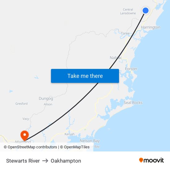 Stewarts River to Oakhampton map