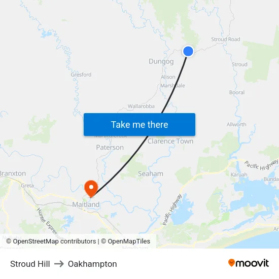 Stroud Hill to Oakhampton map