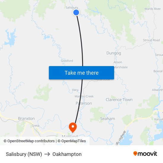 Salisbury (NSW) to Oakhampton map