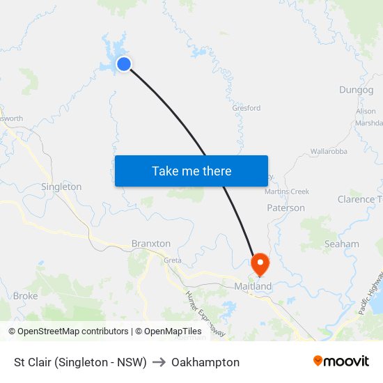 St Clair (Singleton - NSW) to Oakhampton map