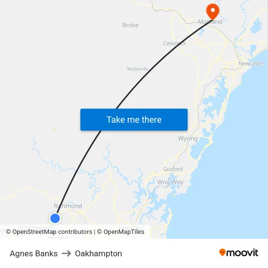 Agnes Banks to Oakhampton map