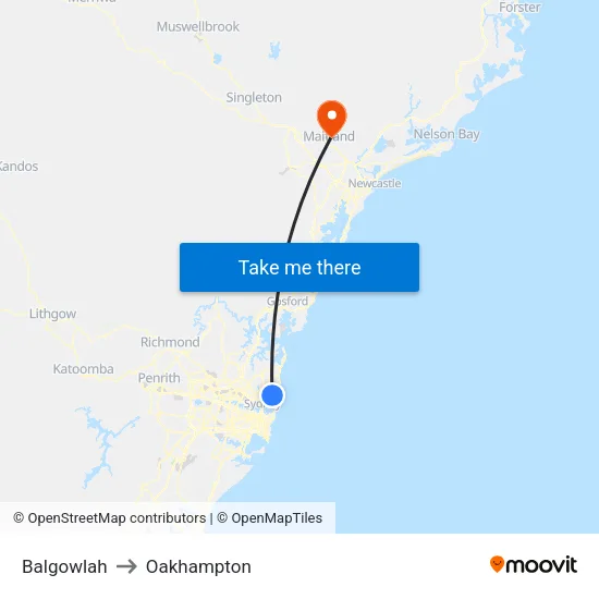 Balgowlah to Oakhampton map