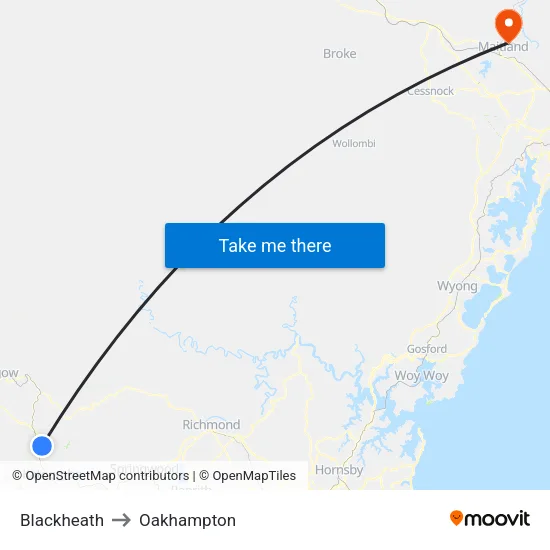Blackheath to Oakhampton map