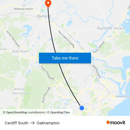 Cardiff South to Oakhampton map