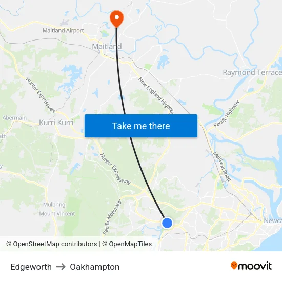 Edgeworth to Oakhampton map